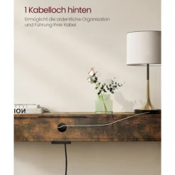 Rootz Vintage Brown-Ink Black Sofabord - Sidebord - Spånplade stål - Power Strip - 25cm x 120cm x 81,1cm
