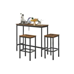 Rootz vintage brun essgruppe - barbord med 2 afføring - Stående bordsæt - Rumbesparende design - Tabel: 100x40x90cm, afføring: 30x40x65cm