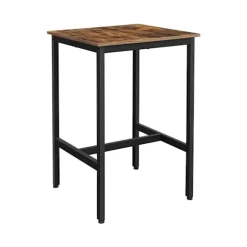 Rootz Vintage Brun-Sort Barbordsæt - Spånpladestål - Pubbord - Bistrobord - Rustikt design - Robust konstruktion - Pladsbesparende - 60cm x 60cm x 92c | Fyndiq