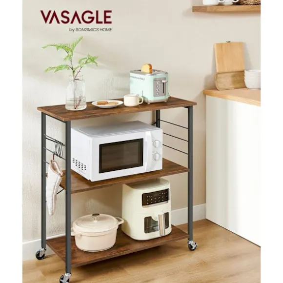 Rootz Vintage brun-sort hylde - Opbevaringsstativ - Rullevogn - Spånplade og stål - 40 cm x 80 cm x 89 cm - 123 kg Kapacitet