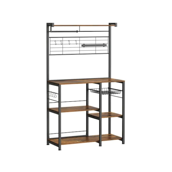 Rootz Vintage brun-sort køkkenopbevaringsstativ - spånpladestålorganisering - Pantryhylde - Heavy Duty - 42 cm x 90 cm x 167,3 cm