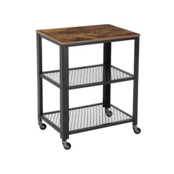 Rootz Vintage Brun-Sort Køkkenvogn - Rullevogn - Opbevaringsstativ - Spånplader og stål - 60 cm x 77,5 cm x 40 cm - 11,21 kg - 80 kg Belastningskapaci | Fyndiq