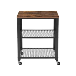 Rootz Vintage Brun-Sort Køkkenvogn - Rullevogn - Opbevaringsstativ - Spånplader og stål - 60 cm x 77,5 cm x 40 cm - 11,21 kg - 80 kg Belastningskapaci | Fyndiq