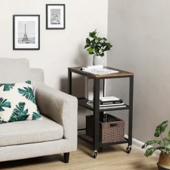 Rootz Vintage Brun-Sort Køkkenvogn - Rullevogn - Opbevaringsstativ - Spånplader og stål - 60 cm x 77,5 cm x 40 cm - 11,21 kg - 80 kg Belastningskapaci | Fyndiq