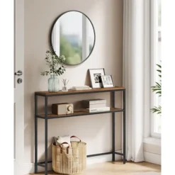 Rootz Vintage brun-sort konsolbord - spånpladestål - sidebord - rustik stil - 20 cm x 100 cm x 80 cm