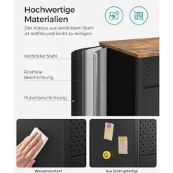 Rootz Vintage brun-sort opbevaringsskab - Stålspånplade - Organizer - Skab - Heavy-Duty - 80cm x 40cm x 76cm
