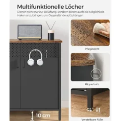 Rootz Vintage brun-sort opbevaringsskab - Stålspånplade - Organizer - Skab - Heavy-Duty - 80cm x 40cm x 76cm