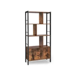 Rootz Vintage brun-sort reol - træhylde - stålramme - 20 kg Kapacitet - 30 cm x 74 cm x 154,5 cm