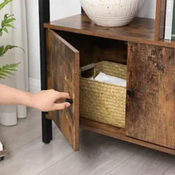 Rootz Vintage brun-sort reol - træhylde - stålramme - 20 kg Kapacitet - 30 cm x 74 cm x 154,5 cm