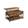 Rootz Vintage brun-sort sofabordssæt - Spånpladestål - Stuemøbler - Opbevaringshylde - Nem montering - 60cm x 100cm x 62cm