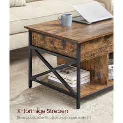 Rootz Vintage brun-sort sofabordssæt - Spånpladestål - Stuemøbler - Opbevaringshylde - Nem montering - 60cm x 100cm x 62cm