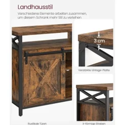 Rootz Vintage Brun-Sort TV Stand - Underholdningscenter - Mediekonsol - Spånplade og stål - 40 cm x 147 cm x 76 cm - Maks. Bæreevne 91 kg