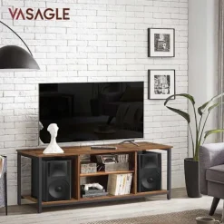 Rootz Vintage Brun-Sort TV-hylde - Underholdningsstativ - Mediekonsol - Spånplade og stål - 120 cm x 40 cm x 50 cm - Maks. belastning 40 kg - Nem mont | Fyndiq