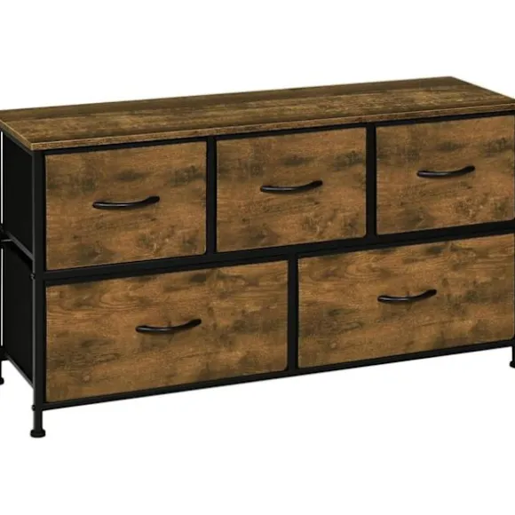 Rootz Vintage kommode - Industrielt opbevaringsskab - Kommode med 5 skuffer - Metalramme - 100 cm x 54 cm x 30 cm
