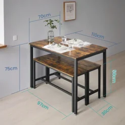 Rootz Vintage Spisebordsæt - Kitchen Bord - Spisestue Møbler - Rumbesparende - 110 cm x 70 cm x 75 cm