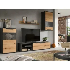 Rootz Wall Unit - Modular Storage Solution - Display Furniture - Easy Care Surfaces - 246 cm x 182 cm x 37 cm