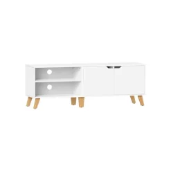 Rootz White Chipboard TV-skab - Underholdningscenter - Mediekonsol - Rummelig opbevaring - Robust konstruktion - Moderne design - 40cm x 140cm x 50cm | Fyndiq