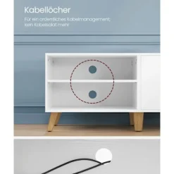 Rootz White Chipboard TV-skab - Underholdningscenter - Mediekonsol - Rummelig opbevaring - Robust konstruktion - Moderne design - 40cm x 140cm x 50cm | Fyndiq
