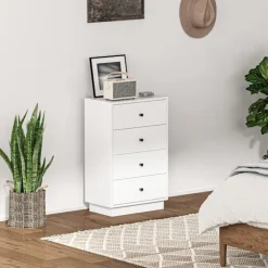 Rootz White kommode - Skænk - Træmateriale - Moderne stil - Pladseffektiv opbevaring - 47 cm x 29 cm x 75 cm
