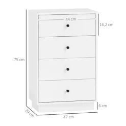 Rootz White kommode - Skænk - Træmateriale - Moderne stil - Pladseffektiv opbevaring - 47 cm x 29 cm x 75 cm