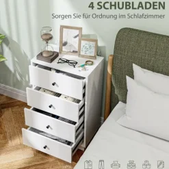 Rootz White kommode - Skænk - Træmateriale - Moderne stil - Pladseffektiv opbevaring - 47 cm x 29 cm x 75 cm