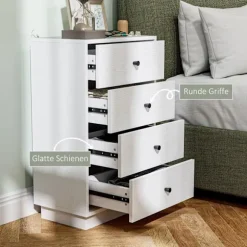 Rootz White kommode - Skænk - Træmateriale - Moderne stil - Pladseffektiv opbevaring - 47 cm x 29 cm x 75 cm