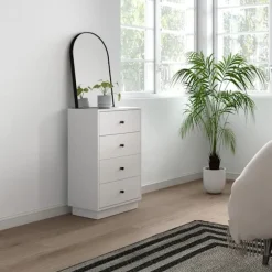 Rootz White kommode - Skænk - Træmateriale - Moderne stil - Pladseffektiv opbevaring - 47 cm x 29 cm x 75 cm