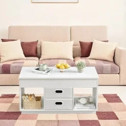 Rootz White sofabord - Moderne bord - Steel & Wooden Chipboard - Alsidig design - 50 cm x 100 cm x 48/62,3 cm