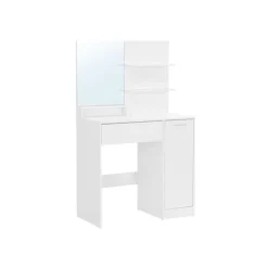 Rootz White Toiletbord - Sminkebord - Makeup Organizer - Spånplademateriale - Gennemtænkt design - Nem morgenrutine - 80 cm x 40 cm x 132 cm