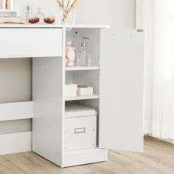 Rootz White Toiletbord - Sminkebord - Makeup Organizer - Spånplademateriale - Gennemtænkt design - Nem morgenrutine - 80 cm x 40 cm x 132 cm