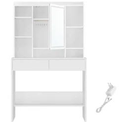 Rootz White Toiletbord - Spånplader - Makeup Skrivebord - Opbevaringsorganer - 40 cm x 90 cm x 144,7 cm - 31,6 kg - 100 kg Belastningskapacitet