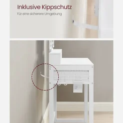 Rootz White Toiletbordsæt - Sminkebord - Makeupbord - Spånplade stålglas - Kunstlæderskumgummi - 40 cm x 90 cm x 141 cm - 28,6 cm x 42 cm x 42,5 cm - | Fyndiq