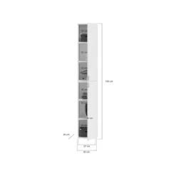 Rootz Wood Material High -Gloss White Systematic Garderobe - Armoire - Dresser - FSC Certified - 212 cm x 193 cm