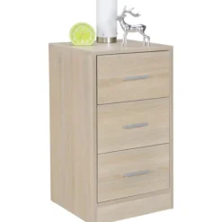 Rootz wood Moderne skænk med 3 skuffer sonoma - Design Natbord 37,5 x 68 x 35 cm - Ekstra højt natbord