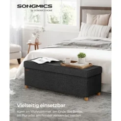Rootz-sædebrystopbevaring Ottoman - Opbevaringsbænk - Polstret osmannisk - Imiteret linned - Skumpolstring - MDF-konstruktion - 38cm x 110cm x 40cm - | Fyndiq