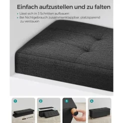Rootz-sædebrystopbevaring Ottoman - Opbevaringsbænk - Polstret osmannisk - Imiteret linned - Skumpolstring - MDF-konstruktion - 38cm x 110cm x 40cm - | Fyndiq