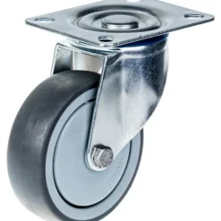 Roulende hjul - 80mm - Grå gummi - Sæt af 4 - Maksimal belastning 80kg Grå
