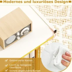Rullende sidebord med 2 hylder, C-formet, hvid