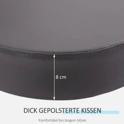 Rulleskammel, højdejusterbar arbejdsskammel med ryglæn, roterende salontaburet til massagekontor, kunstlæder, grå, diameter 35 x 72-84 cm