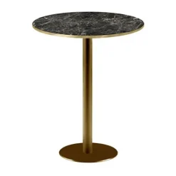 Rund høj stang Ø 60 cm Rom bistro blank sort marmor Svart