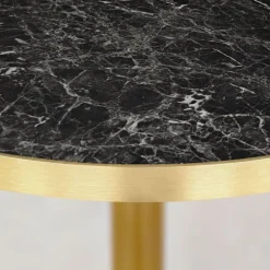 Rund høj stang Ø 60 cm Rom bistro blank sort marmor Svart