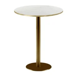 Rund høj stang Ø 60 cm Rom bistro gennemskinnelig marmor Vit