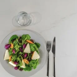 Rund høj stang Ø 60 cm Rom bistro gennemskinnelig marmor Vit