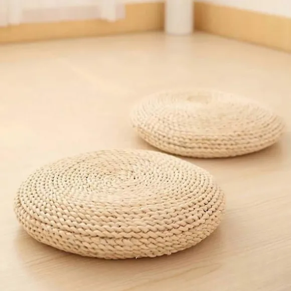 Rund Natur Pouf Vævet Pude Fyld Silkefloss Pude Blød Yoga Stol Sæde Måtte Vindue Pude (B (FMY) as shown