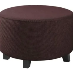 Rund Ottoman Betræk Jacquard Stræk Puff Betræk, Fodskammel Betræk Møbelbeskytter Skammel Betræk med Elastisk Bund