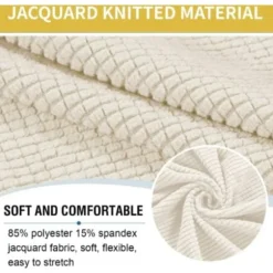 Rund Ottoman Betræk Jacquard Stræk Puff Betræk, Fodskammel Betræk Møbelbeskytter Skammel Betræk med Elastisk Bund