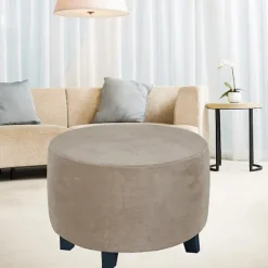Rund Ottoman Fodskammel Betræk Til Diameter 48-55 Cm, Brun
