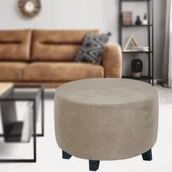 Rund Ottoman Fodskammel Betræk Til Diameter 48-55 Cm, Brun