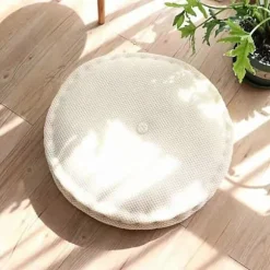 Rund Pude Stolhynde Hængende Vaskbar Blød Mesh Sædehynde Stolhynder til Indendørs Udendørs Gulv, Stol, Sofa, Pejs, Seng, Kontor 40cm (Off-white)