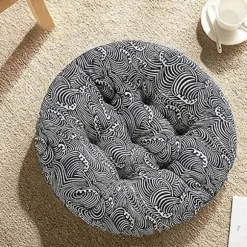 Rund Sædepude Tatami Pude, Stolpude Tyk Stolpude, 100% Bomuld Linned